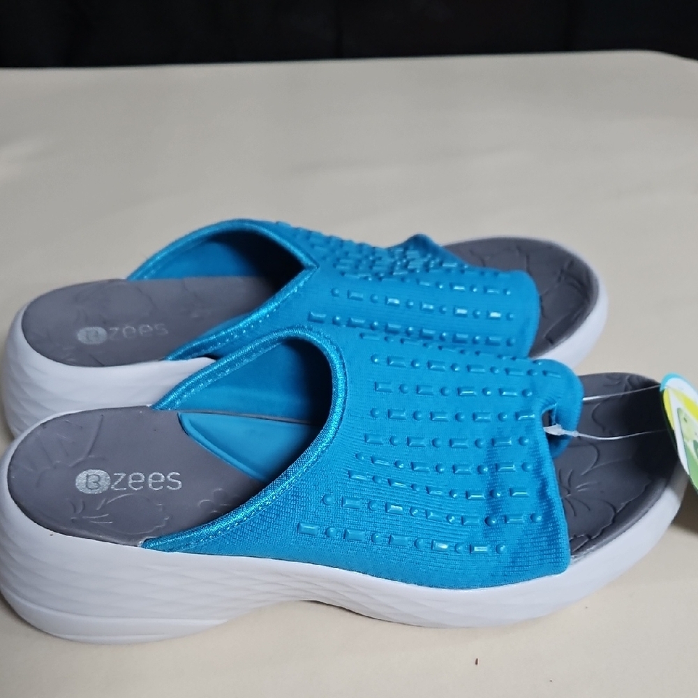 Bzees Turquoise Slide Sandals